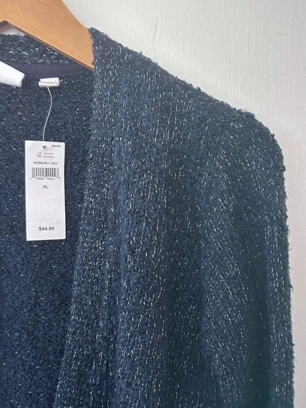 Gap Kids Knit Cardigan XL Open Front Blue Silver NWT Preppy Academia Uniform